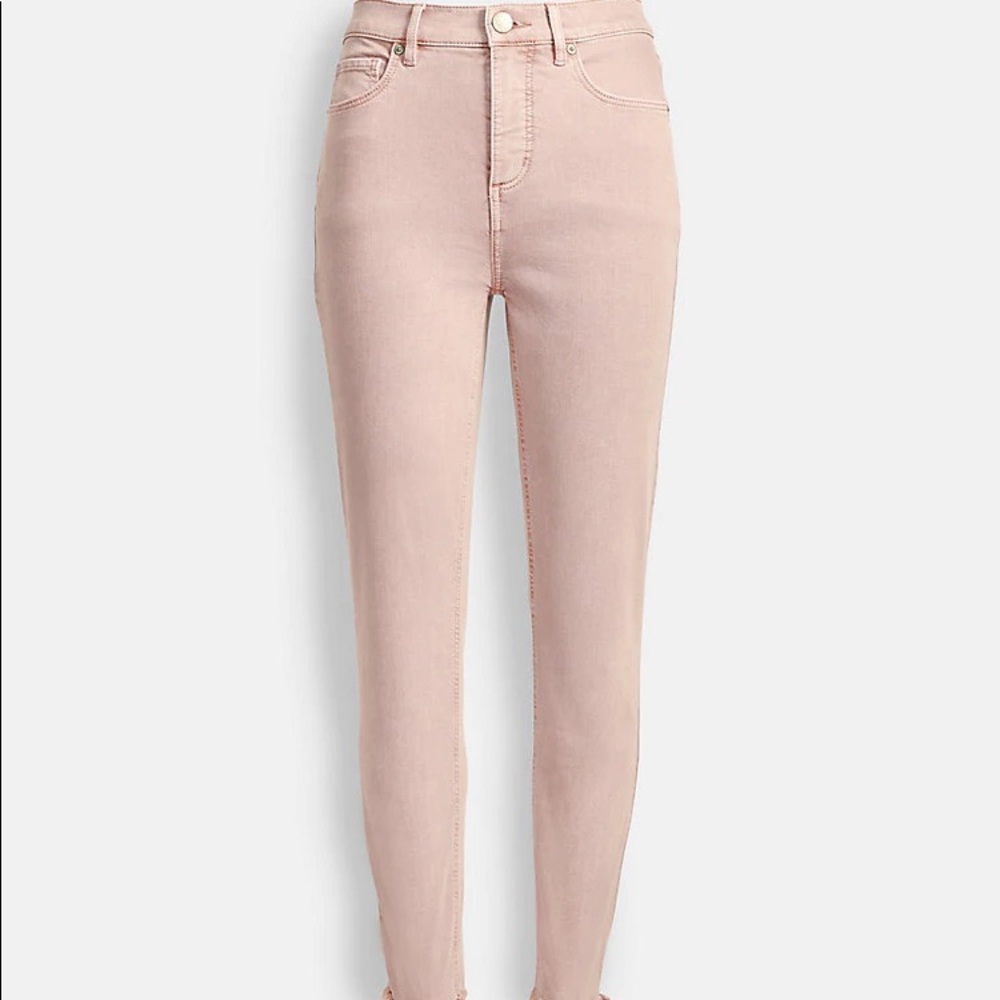 LOFT Frayed High Rise Skinny Crop Jean